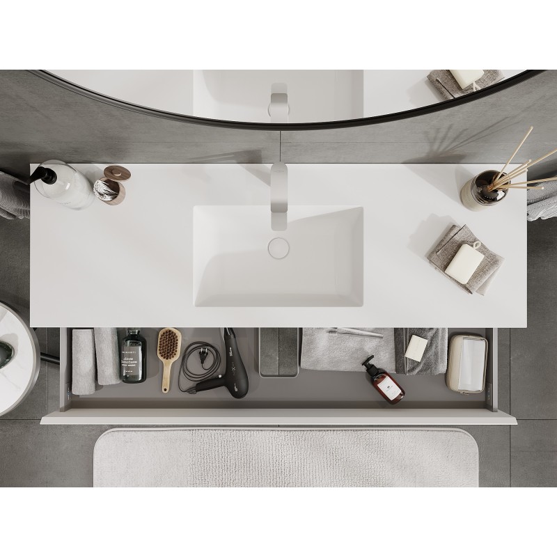 Mexen Orio bathroom cabinet 140 cm with Otis sink, 2 drawers, white matte - 91A10-14047-2-BFF01-W18M01