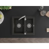 Mexen Carlos 1.5-bowl granite sink 582 x 475 mm, black/gold metallic, chrome siphon - 6518581500-75
