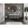 Mexen Orio bathroom cabinet 140 cm with Otis washbasin, 2 drawers, matte graphite/white matte - 91A10-14047-2-BFF66-W18M01