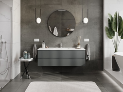 Mexen Orio bathroom cabinet 140 cm with Otis washbasin, 2 drawers, matte graphite/white matte - 91A10-14047-2-BFF66-W18M01