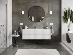 Mexen Orio bathroom cabinet 140 cm with Vela washbasin, 2 drawers, white gloss - 91A10-14047-2-BFF00-W23M00