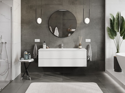 Mexen Orio 140 cm bathroom cabinet with Vela sink, 2 drawers, white matte - 91A10-14047-2-BFF01-W23M01