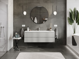 Mexen Orio bathroom cabinet 140 cm with Vela sink, 2 drawers, grey matte/white matte - 91A10-14047-2-BFF62-W23M01