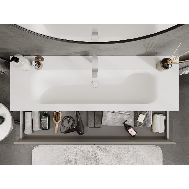 Mexen Orio bathroom cabinet 140 cm with Vela sink, 2 drawers, grey matte/white matte - 91A10-14047-2-BFF62-W23M01