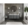 Mexen Orio bathroom cabinet 140 cm with Vela sink, 2 drawers, matte graphite/white matte - 91A10-14047-2-BFF66-W23M01