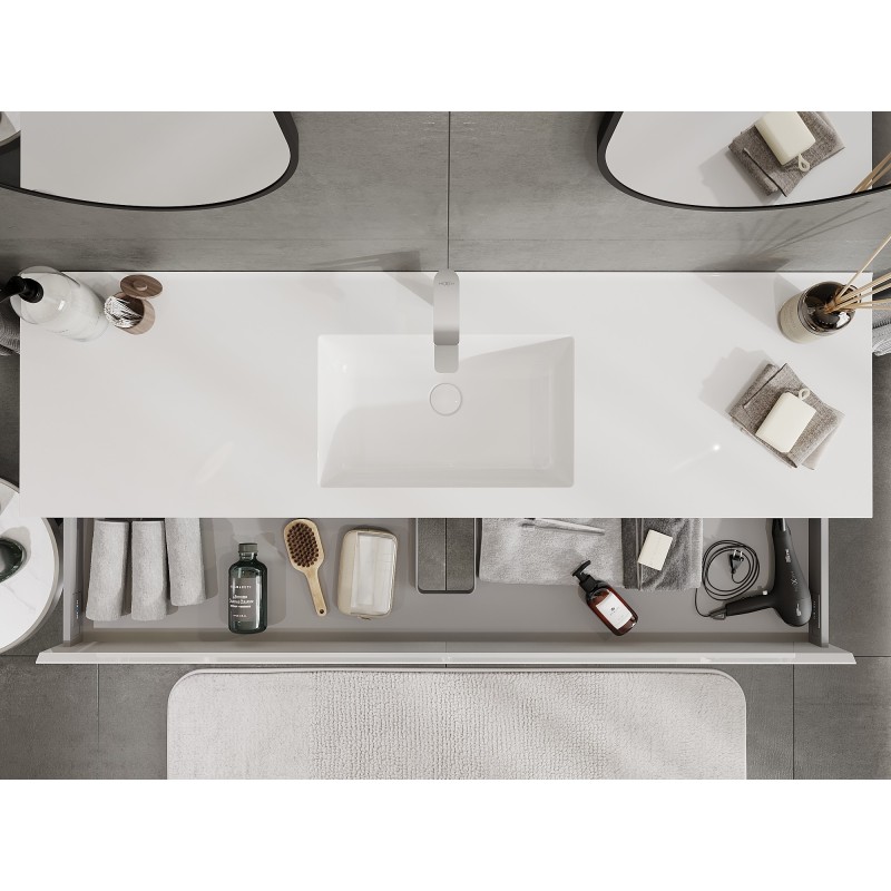 Mexen Orio bathroom cabinet 160 cm with Otis sink, 1 drawer, white gloss - 91A10-16023-1-BF00-W18M00