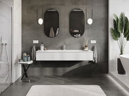 Mexen Orio bathroom cabinet 160 cm with Vela washbasin, 1 drawer, white gloss - 91A10-16023-1-BF00-W23M00