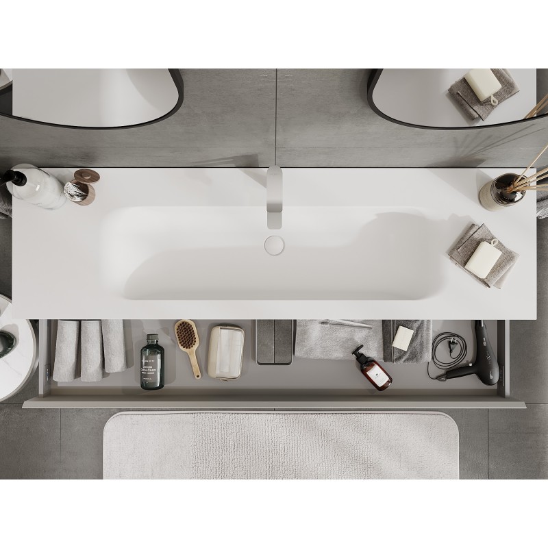 Mexen Orio bathroom cabinet 160 cm with Vela washbasin, 1 drawer, grey matte/white matte - 91A10-16023-1-BF62-W23M01