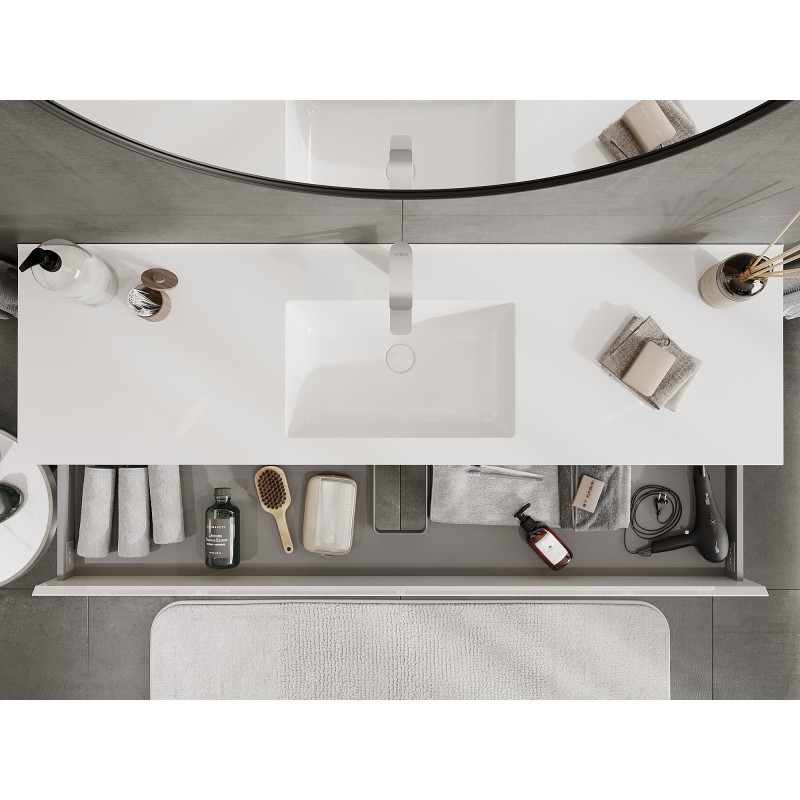 Mexen Orio bathroom cabinet 160 cm with Otis sink, 2 drawers, white gloss - 91A10-16047-2-BFF00-W18M00