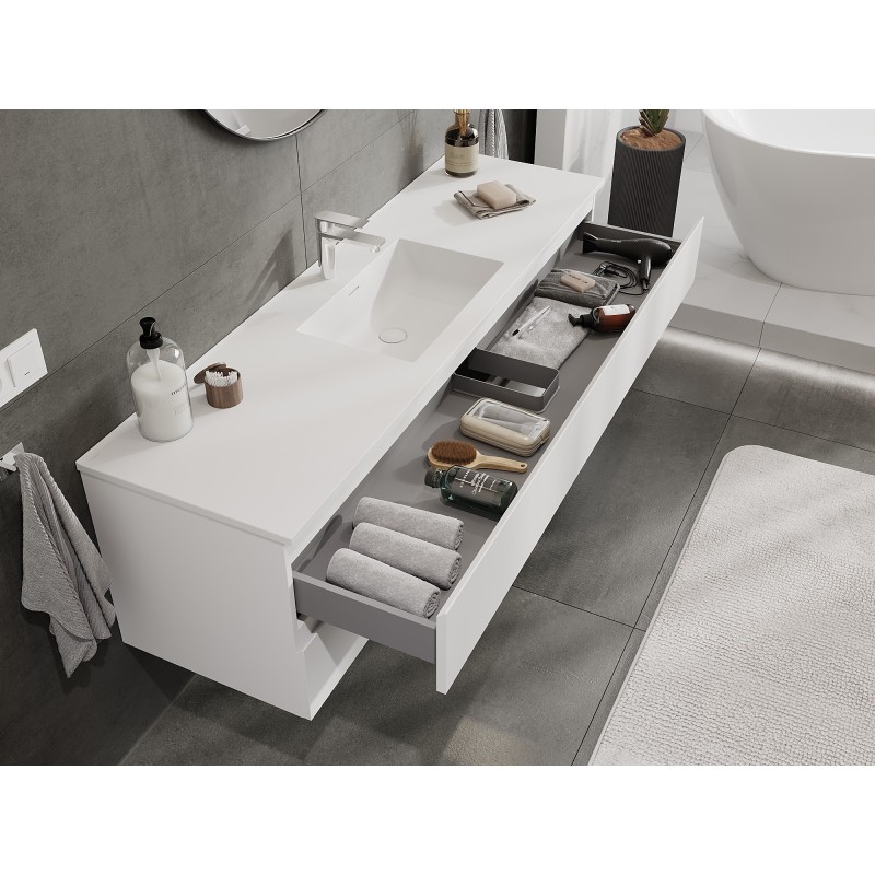 Mexen Orio bathroom cabinet 160 cm with sink Otis, 2 drawers, white mat - 91A10-16047-2-BFF01-W18M01