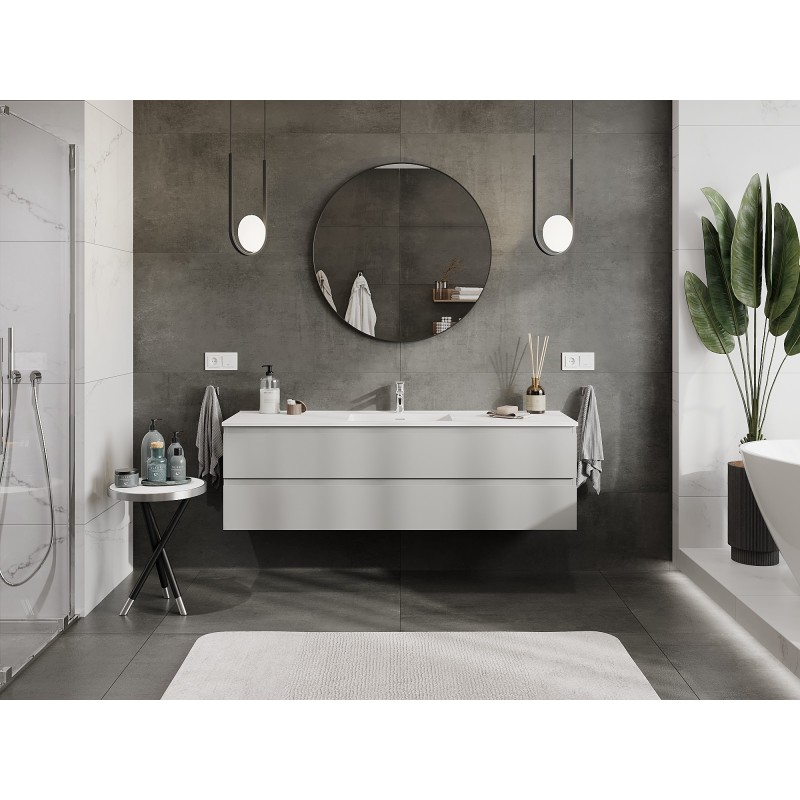 Mexen Orio bathroom cabinet 160 cm with Otis sink, 2 drawers, grey matte/white matte - 91A10-16047-2-BFF62-W18M01