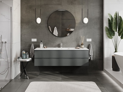 Mexen Orio 160 cm Bathroom Cabinet with Otis Sink, 2 Drawers, Matte Graphite/Matte White - 91A10-16047-2-BFF66-W18M01