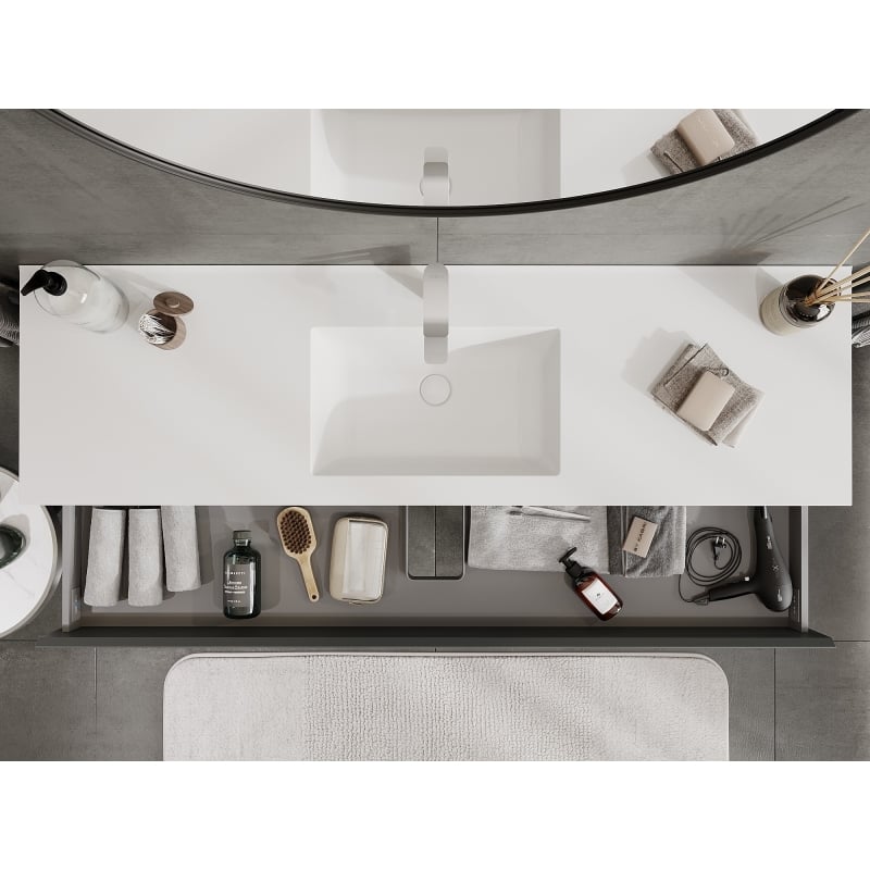 Mexen Orio bathroom cabinet 160 cm with sink Otis, 2 drawers, matte graphite/white matte - 91A10-16047-2-BFF66-W18M01
