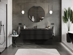 Mexen Orio bathroom cabinet 160 cm with Otis washbasin, 2 drawers, black gloss/black matte - 91A10-16047-2-BFF70-W18M71