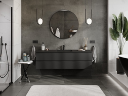 Mexen Orio bathroom cabinet 160 cm with Otis sink, 2 drawers, black matt - 91A10-16047-2-BFF71-W18M71