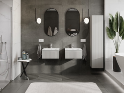 Mexen Rivel 50 cm bathroom cabinet with Otis sink, 1 drawer, grooved, gray matte/white matte - 91A20-05023-1-BF62-W18M01