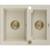 Mexen Carlos 1.5-bowl granite sink 582 x 475 mm, beige, gold siphon - 6518581500-69-G