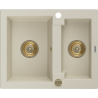 Mexen Carlos granite kitchen sink 1.5-bowl 582 x 475 mm, beige, gold siphon - 6518581500-69-G