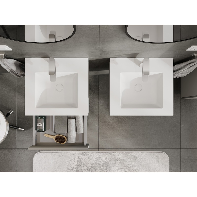 Mexen Rivel 50 cm bathroom cabinet with Otis sink, 1 drawer, grooved, gray matte/white matte - 91A20-05023-1-BF62-W18M01