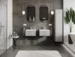 Mexen Rivel bathroom cabinet 50 cm with Vela sink, 1 drawer, grooved, grey matte/white matte - 91A20-05023-1-BF62-W23M01