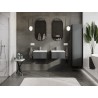 Mexen Rivel bathroom cabinet 50 cm with Vela sink, 1 drawer, fluted, graphite matte/white matte - 91A20-05023-1-BF66-W23M01