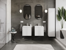 Mexen Rivel bathroom cabinet 50 cm with Otis sink, 1 drawer, fluted, white matte - 91A20-05047-1-BF01-W18M01