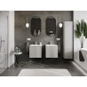 Mexen Rivel bathroom cabinet 50 cm with Otis sink, 1 drawer, grooved, matte gray/white matte - 91A20-05047-1-BF62-W18M01