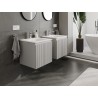 Mexen Rivel bathroom cabinet 50 cm with Vela washbasin, 1 drawer, grooved, grey matt/white matt - 91A20-05047-1-BF62-W23M01