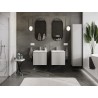 Mexen Rivel bathroom cabinet 50 cm with Vela washbasin, 1 drawer, grooved, grey matt/white matt - 91A20-05047-1-BF62-W23M01