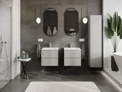 Mexen Rivel 50 cm Bathroom Cabinet with Sink Otis, 2 Drawers, Ribbed, Gray Matte/White Matte - 91A20-05047-2-BFF62-W18M01