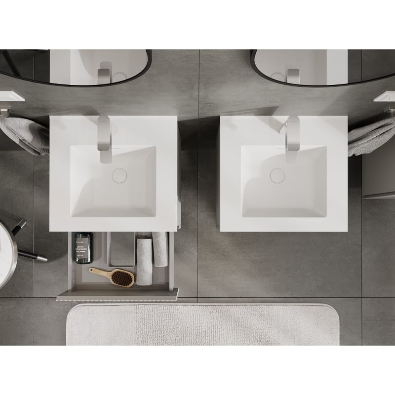 Mexen Rivel 50 cm Bathroom Cabinet with Sink Otis, 2 Drawers, Ribbed, Gray Matte/White Matte - 91A20-05047-2-BFF62-W18M01