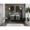 Mexen Rivel bathroom cabinet 50 cm with sink Otis, 2 drawers, grooved, graphite matte/white matte - 91A20-05047-2-BFF66-W18M01
