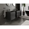 Mexen Rivel 50 cm Bathroom Cabinet with Otis Sink, 2 Drawers, Fluted, Matte Black - 91A20-05047-2-BFF71-W18M71