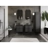 Mexen Rivel 50 cm Bathroom Cabinet with Otis Sink, 2 Drawers, Fluted, Matte Black - 91A20-05047-2-BFF71-W18M71