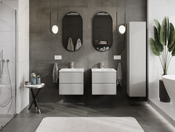 Mexen Rivel bathroom cabinet 50 cm with Vela sink, 2 drawers, grooved, grey matt/white matt - 91A20-05047-2-BFF62-W23M01