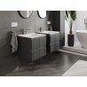 Mexen Rivel 50 cm Bathroom Cabinet with Vela Sink, 2 Drawers, Fluted, Matte Graphite/Matte White - 91A20-05047-2-BFF66-W23M01