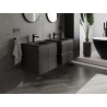 Mexen Rivel bathroom cabinet 50 cm with Vela sink, 2 drawers, ribbed, matte black - 91A20-05047-2-BFF71-W23M71