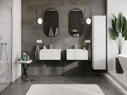 Mexen Rivel bathroom cabinet 60 cm with Otis sink, 1 drawer, grooved, white mat - 91A20-06023-1-BF01-W18M01