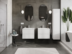 Mexen Rivel bathroom cabinet 60 cm with Otis sink, 2 drawers, fluted, white matt - 91A20-06047-2-BFF01-W18M01