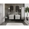 Mexen Rivel 60 cm Bathroom Cabinet with Otis Sink, 2 Drawers, Grooved, Gray Matte/White Matte - 91A20-06047-2-BFF62-W18M01