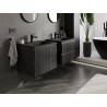 Mexen Rivel 60 cm Bathroom Cabinet with Otis Sink, 2 Drawers, Grooved, Black Matte - 91A20-06047-2-BFF71-W18M71