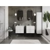 Mexen Rivel bathroom cabinet 60 cm with Vela washbasin, 2 drawers, grooved, white matte - 91A20-06047-2-BFF01-W23M01