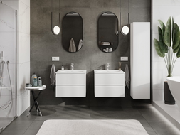Mexen Rivel bathroom cabinet 60 cm with Vela washbasin, 2 drawers, grooved, white matte - 91A20-06047-2-BFF01-W23M01