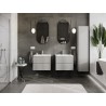 Mexen Rivel 60 cm bathroom cabinet with Vela sink, 2 drawers, fluted, gray matte/white matte - 91A20-06047-2-BFF62-W23M01