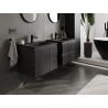 Mexen Rivel 60 cm Bathroom Cabinet with Vela Sink, 2 Drawers, Grooved, Black Matte - 91A20-06047-2-BFF71-W23M71