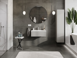 Mexen Rivel bathroom cabinet 70 cm with Vela sink, 1 drawer, fluted, gray matte/white matte - 91A20-07023-1-BF62-W23M01