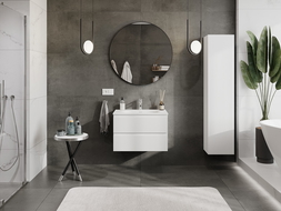 Mexen Rivel bathroom cabinet 70 cm with Vela washbasin, 2 drawers, grooved, white matte - 91A20-07047-2-BFF01-W23M01