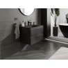 Mexen Rivel bathroom cabinet 70 cm with Vela sink, 2 drawers, grooved, black matte - 91A20-07047-2-BFF71-W23M71