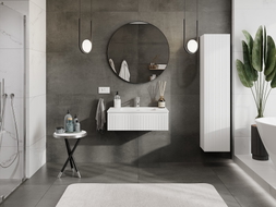 Mexen Rivel 80 cm bathroom cabinet with Otis sink, 1 drawer, grooved, white matte - 91A20-08023-1-BF01-W18M01