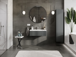 Mexen Rivel bathroom cabinet 80 cm with sink Otis, 1 drawer, grooved, matte graphite/white matte - 91A20-08023-1-BF66-W18M01